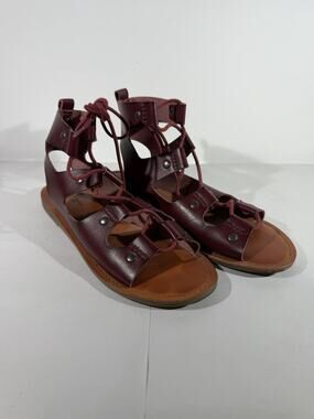 American Eagle Outfitters Size 9 Gladiator Sandals Red Leather Lace Up